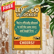 Finally 60th Birthday Gag Tin Sign Funny Milestone Age Metal Decor 8x12 picture