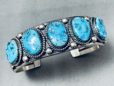 CECIL SANDERS VINTAGE NAVAJO TURQUOISE STERLING SILVER BRACELET picture