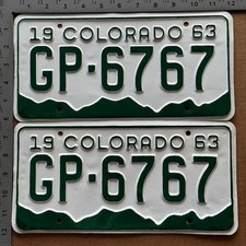 1963 Colorado license plate pair GP-6767 YOM DMV Pueblo Ford Chevy Dodge 23237 picture