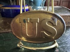 Antique Brass And Lead Civil War Union Oval Belt Buckle picture