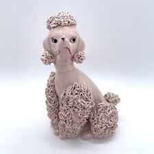 Vintage Pink Porcelain Spaghetti Picky Poodle Figurine 1950s MCM picture