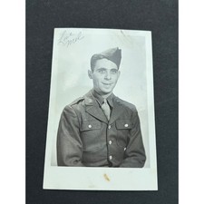 Vintage WWII US Army Soldier Real Photo Postcard RPPC Inscribed Love Mel EKC picture