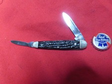 Vtg Eye Witness 3-5/16 Pocket Knife,2-bld,Black,Carbon,UK~V.NICE🤠W9.25.25R picture