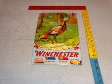VINTAGE WINCHESTER SHOTGUN SHELLS TURKEY HUNTING 1' PORCELAIN METAL GAS OIL SIGN picture