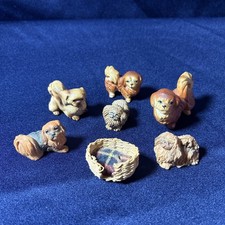 Vintage Pekingese Mini Figurines lot of 6 and a mini doggy bed.  picture