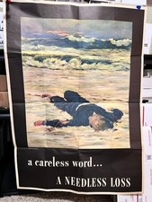 1943 A Careless Word, A Needless Loss Anton Fischer OWI WWII Poster picture