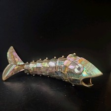 Los Castillo Mexican Abalone Mother Of Pearl Articulated Fish Bottle Opener picture