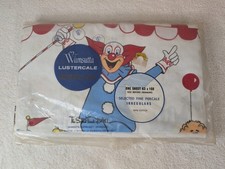 Vintage Kitschy Bozo The Clown Children Twin Size Flat Bed Sheet NEW Wamsutta picture
