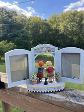 VTG 1999 MARY ENGELBREIT MAKE A WISH DOUBLE PHOTO FRAME 2 GIRLS AND DOG picture