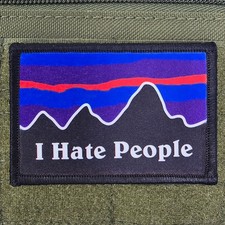 I hate People Patch Moral Tactical Meme Military Army USA Flag Hook & Loop 3x2 picture