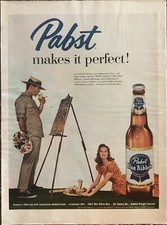 1958 Pabst Blue Ribbon Beer PRINT AD Paint Masterpiece Makes It Perfect VTG 50s picture