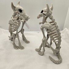 Set Of Creepy Dog Skeleton Halloween Bones Skull Zombie Toy Anatomy Sitting Prop picture