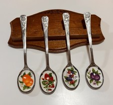 Collectible Avon 1981 Fruit Jelly Spoons Stainless Steel Porcelain Enamel Set picture