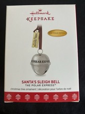 NEW 2017 Hallmark SANTA’S SLEIGH BELL Xmas Ornament Metal The Polar Express Gift picture