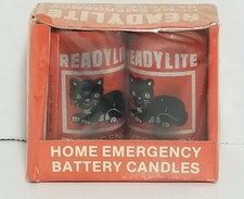 Vintage ReadyLite HOME EMERGENCY BATTERY CANDLES 1979 Cat Logo JASCO BOX of 2 picture