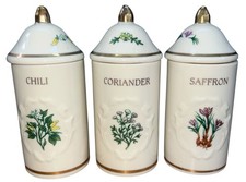VTG '92 The Lenox Spice Garden Ivory Gold Fine Porcelain Set Of 3 Jars (READ) picture