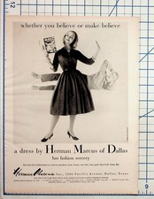 1958 Herman Marcus Dallas Fashion Sorcery Vintage Magazine Print Ad Magic Dress picture