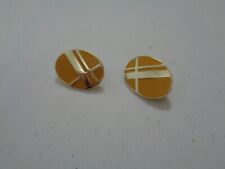 Yellow + Silver Tone Clip Earrings Vintage Pair Retro Funky Clip-On Stylish picture