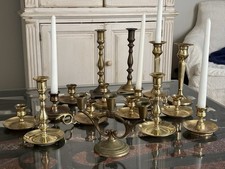 Assorted Lot of 16 Vintage Brass Candlestick Holders Weddings holidays picture