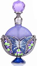 Vintage Perfume Bottles EmptyDecorativeJeweled Butterfly FlowersCrystal Glass7ml picture