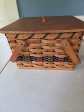 Handmade Picnic Basket, made In Massachusetts, Signed By Artist picture