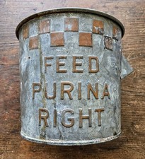 Vintage Purina Feed Galvanized  One Gallon Dry Measure Bucket picture
