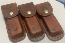 Lot Of 3 Vintage Winchester Genuine Leather 5” Lockback Knife Sheaths Sold AS IS picture