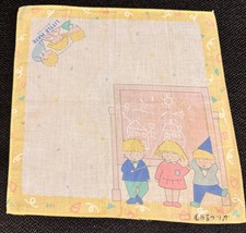 Vintage Sanrio Little Mate Tin-Toy-Town Handkerchief Made in Japan Cotton Rare picture