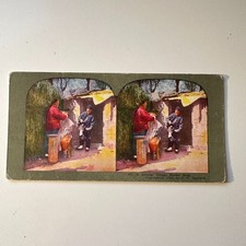 A Chinese Village Barber Shop Antique Stereoview Card 5H6-5 picture