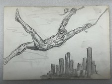 Estate Find Original Spider-Man Pencil Sketch Drawing 10 1/2 x 7 Comic Art picture