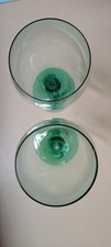 Pair of Gorgeous Green long stemmed wine glasses, Vintage Crystal,  picture
