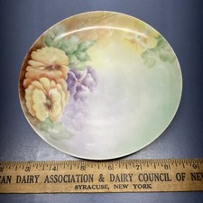 Mavaleix Mandavy & Balleroy B. MOEM Plate France Limoges Yellow Purple Pansies picture