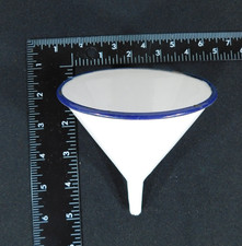ANTIQUE / VINTAGE WHITE & BLUE ENAMLED COOKWARE FUNNEL - L@@K picture