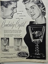 1957 Cambridge Glass Stems Victory Square Radiant Rose patterns vintage Ad   picture