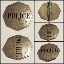Vintage Obsolete Police Badge Ornate Octagonal Metal Collectible picture