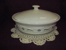 Longaberger Woven Traditions Pottery 2 Qt Round Covered Casserole~CLASSIC BLUE picture