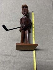 VTG Hand Carved Wooden Golfer Statue Made in Italy picture