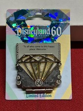 Disney Pin Disneyland 60th Diamond Countdown Silver To All Who Come Hinged LE picture