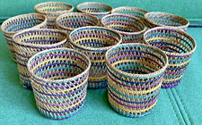 12 Vintage Hand Woven Small/Mini Rattan Baskets 2.5