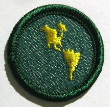 RARE Vintage 1955-1960 Girl Scout WESTERN HEMISPHERE BADGE Map Globe Patch picture
