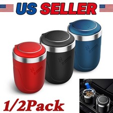 Portable Car Ashtray With Blue Light Smokeless Cigarette Holder Mini Ash Tray picture