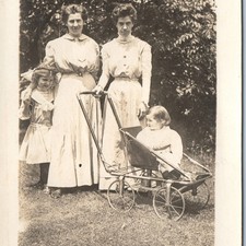 c1910s Lost Nation, IA Women Baby Stroller RPPC Alvin Rutenbeck Photo Postcard picture