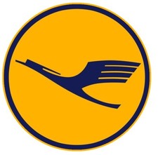 SMALL LUFTHANSA STICKER DECAL CAR BUMPER OLD LOGO YELLOW BLUE 3,5cm 1.4