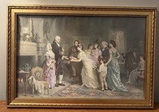 Antique 1910 Washington's Last Birthday Gerlach-Barklow Print Gold Gilt Frame picture