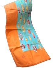 Jim Thompson Tablecloth 100%Cotton FISH DESIGN ~Orange/blue 60