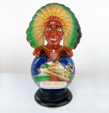 Vintage Native American Indian Territory Snow Globe Dome Souvenir Chief See Saw picture