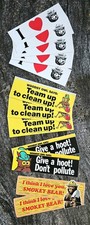 Lot of 12 Vintage Smokey Bear and Woodsy Owl Bumper Stickers, 1970s picture