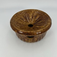 Vintage Early American Pottery Spittoon Cuspidor Primitive Bennington Style picture