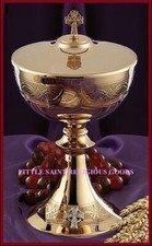 Ciborium, Etched Celtic Cross Ciborium with Cover, Church Communion Ciboria picture