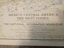 Vintage / Antique National Geographic Map 1934 Mexico Central America West Indie picture